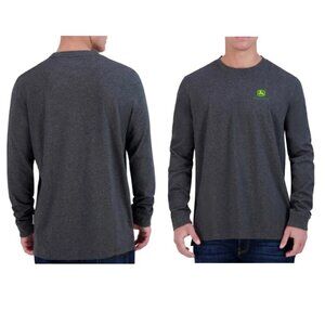 John Deere Men's Size M Grey Long Sleeve Jersey T-Shirt Classic Fit